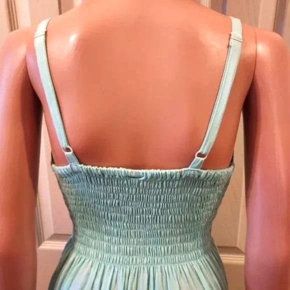 Island Planet Miami Beach Aqua Adjustable Strap Embroidered Sundress NWOT - Picture 5 of 6